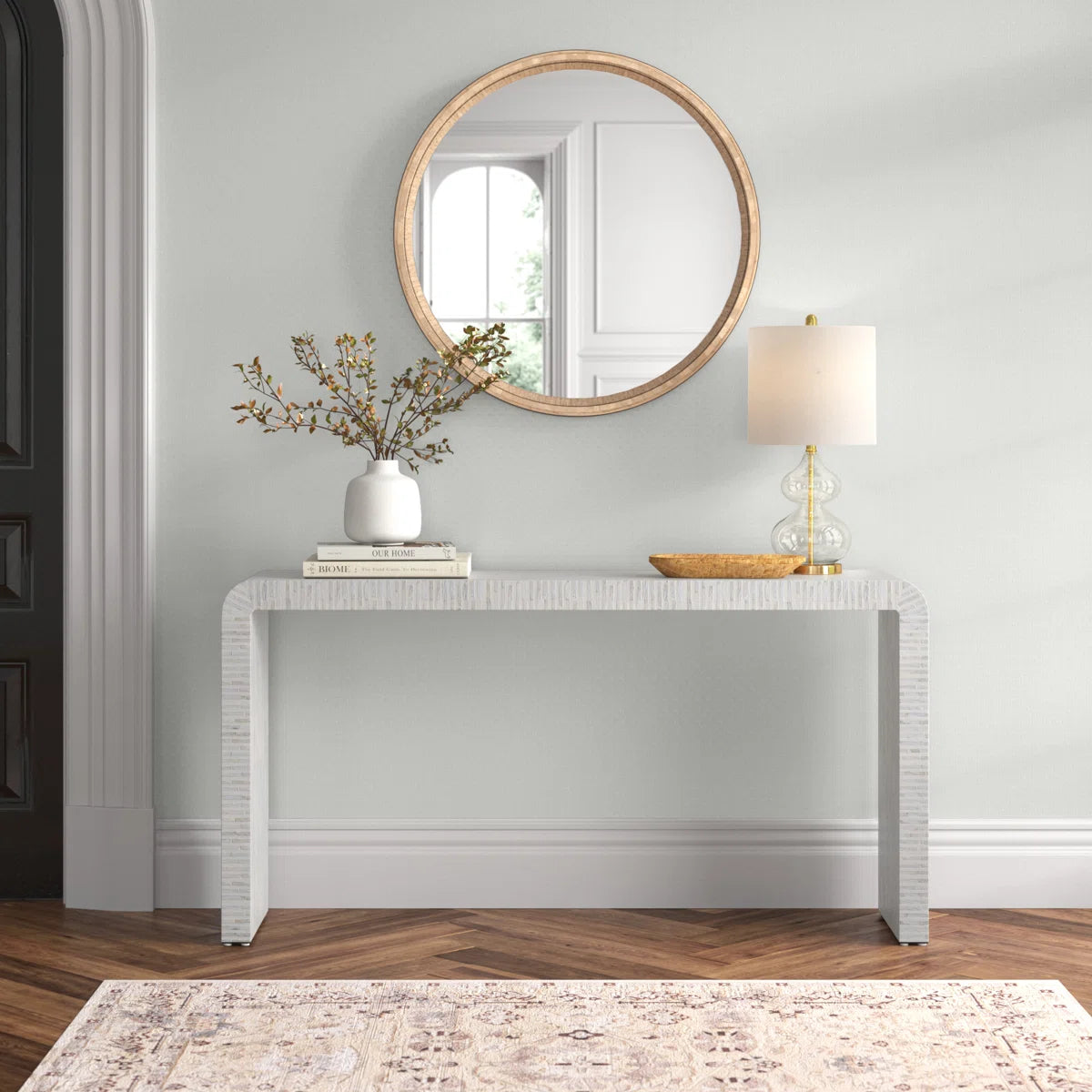 Bejou Mother Of Pearl Waterfall Console Table
