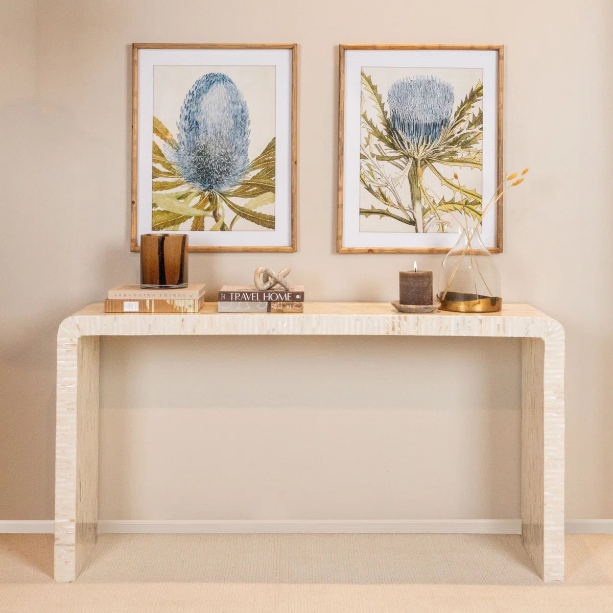 Bejou Mother Of Pearl Waterfall Console Table