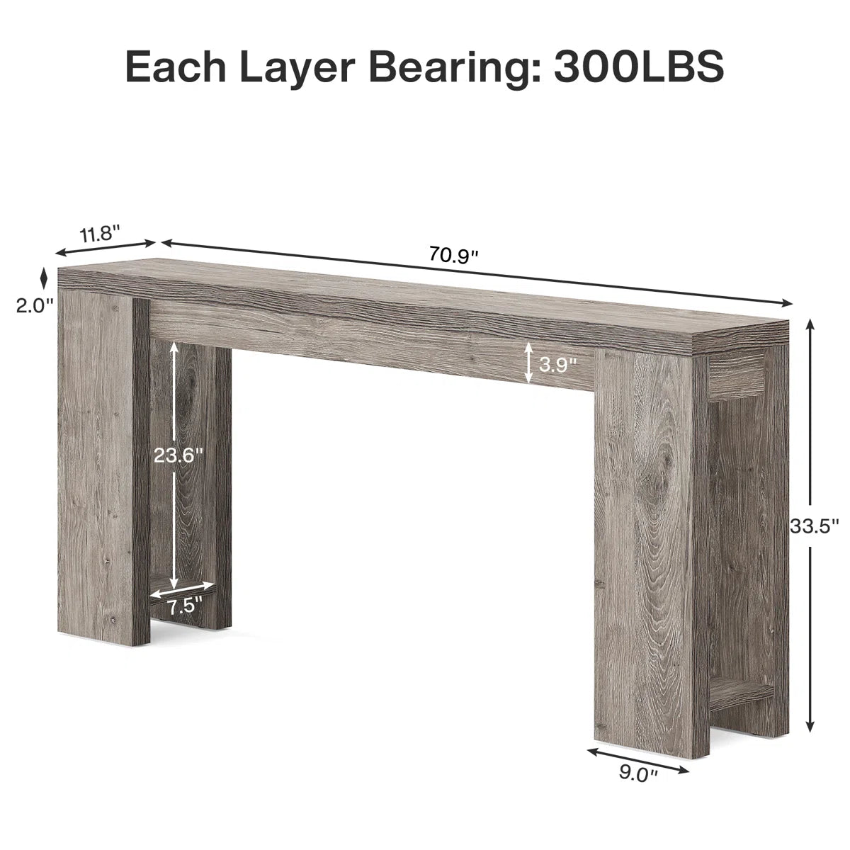 Dyron Extra Long Farmhouse Console Table For Entryway