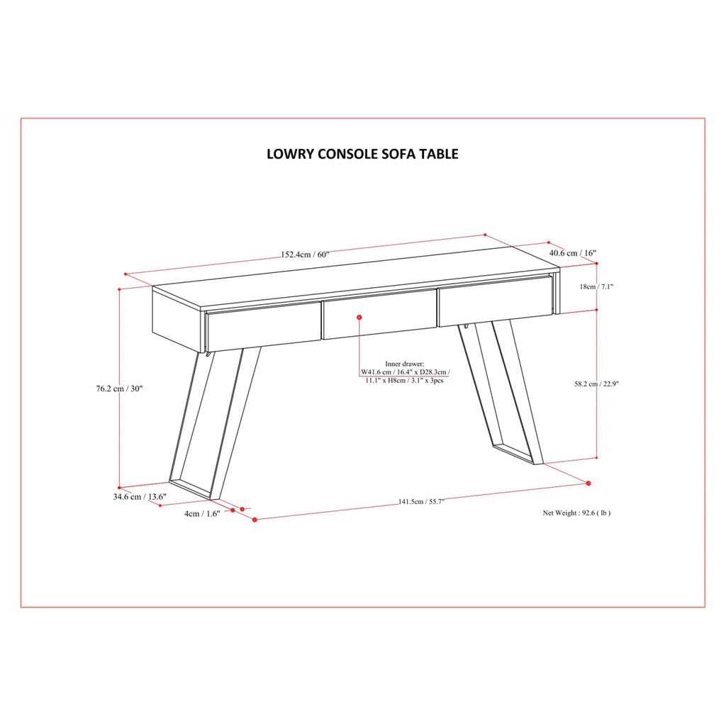 Lowry 60"W Solid Wood Modern Industrial Storage Console Table