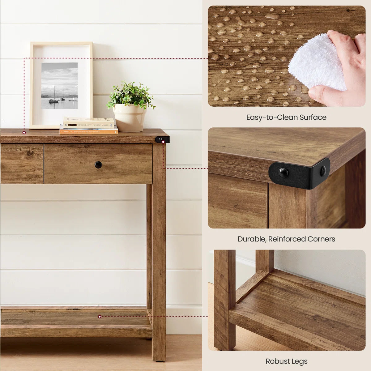 Sahai 47.2" Console Table with 3 Drawers